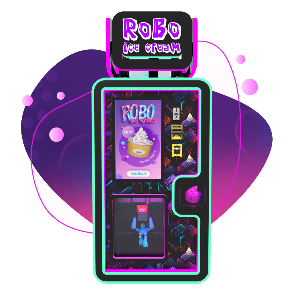 Robo Ice Cream machine render with stylized background
